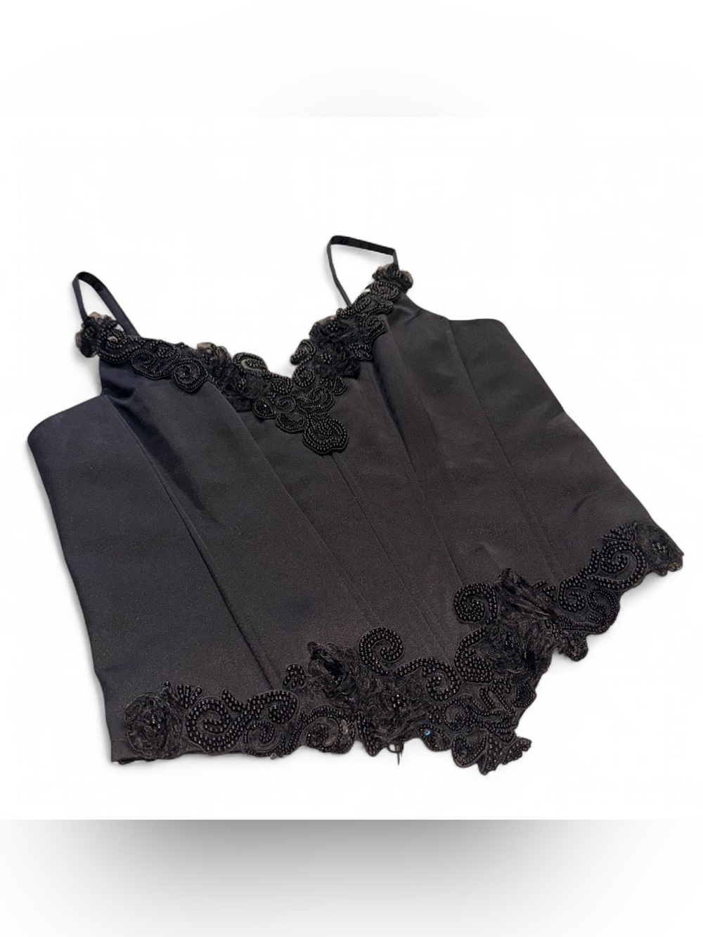 NWT Vintage Jessica McClintock Exclusive Collection Black Satin Corset Bustier